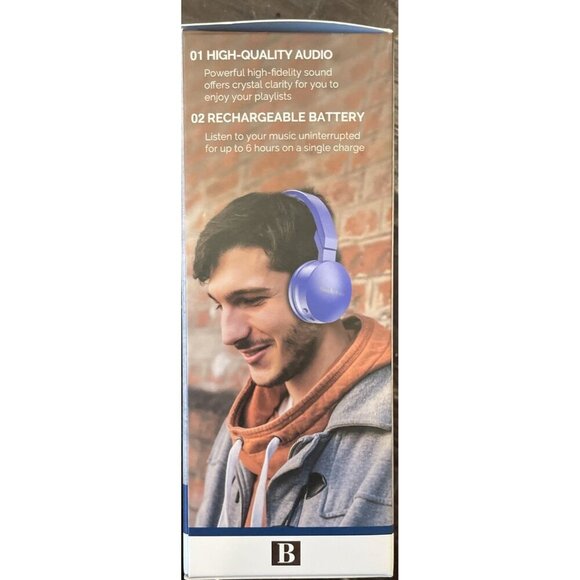 Brookstone‎ Dynamic Wireless Headphones Bluetooth Foldable Earcups NEW Purple - Picture 2 of 3